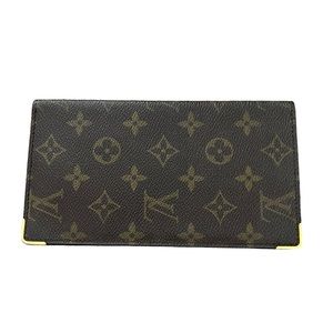 Louis Vuitton Monogram Canvas Long Wallet in Brown with Gold Corner Accents